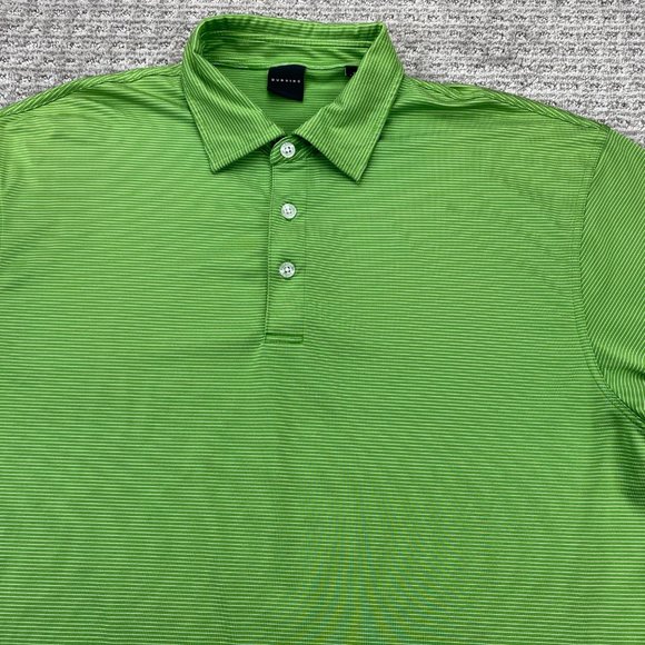 Dunning Golf Shirt Men Large L Green White Striped Casual Polo Sports Outdoor - Picture 2 of 11